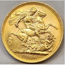 AUSTRALIA 1906 . ONE 1 SOVEREIGN . PERTH . GOLD . MINOR MARKS